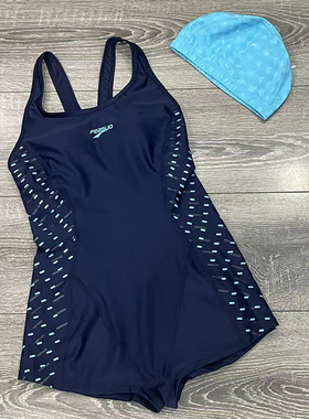 FeA女士侧边拼块圆领专业竞赛技平角裤大露背交叉简约连体游泳衣