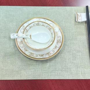新中式长方形餐垫酒店会所专用双面皮革餐桌垫防水防油隔热防滑