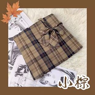【小棕同格】原创正版日系jk制服棕色格裙女秋季校供感百褶裙套装