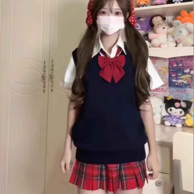 jk制服马甲背心毛衣女学院风纯色