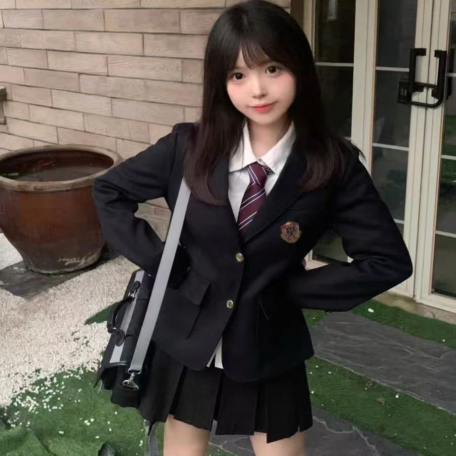 学院风校供色西装外套女小个子