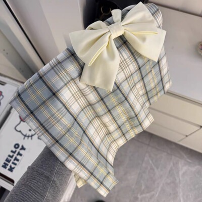 绿格裙学生校供金线JK日系风百搭