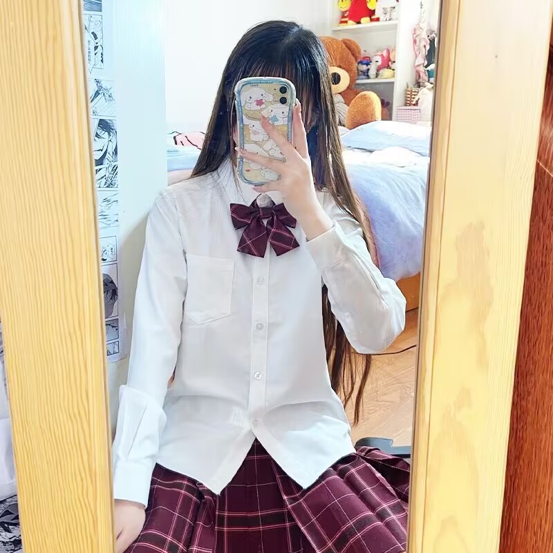 JK制服衬衫女基础款纯色衬衣长袖