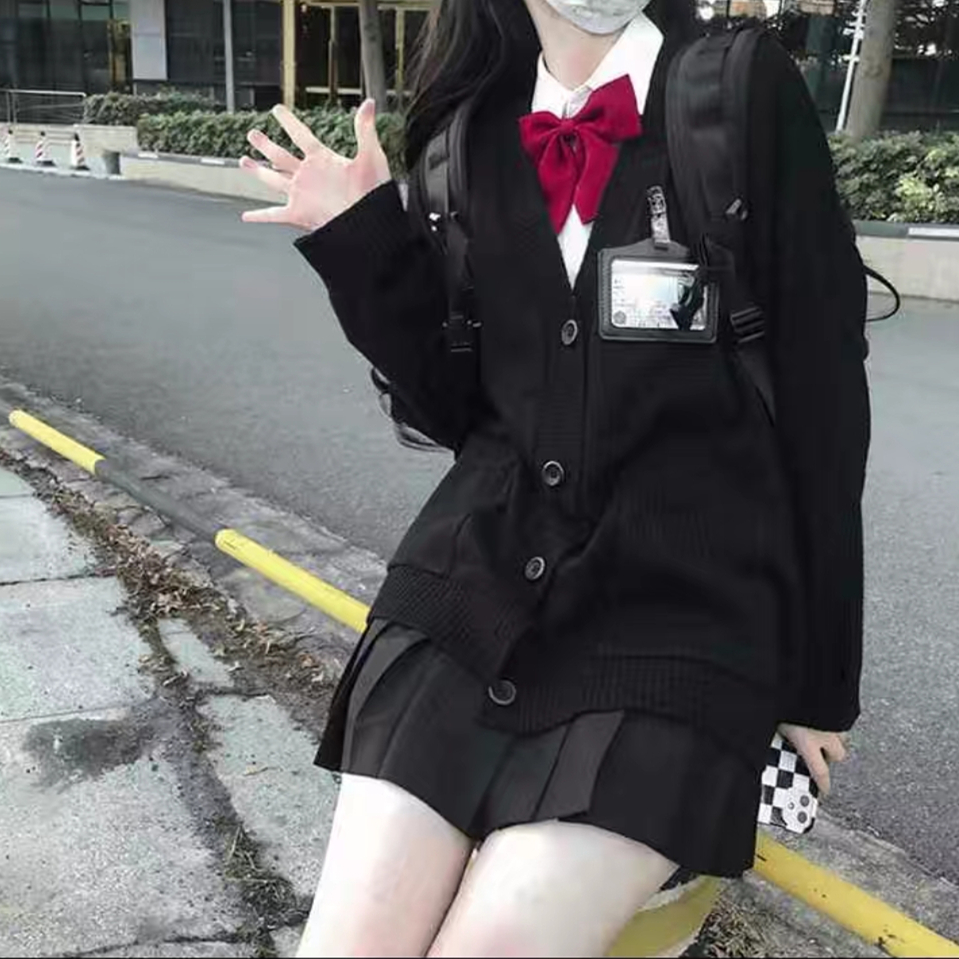 学院风JK开衫外套女秋冬日系制服毛衣套装学生校供针织衫全套校服