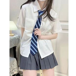 夏季 衬衫 原创日系学院风内搭宽松校供感白角襟衬衣女 jk短袖 基础款