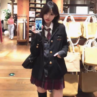 女 原创正版 jk制服日系甜美学院风校供感叠穿西装 外套小众新款 套装