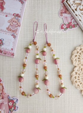 夏果微熏* 原创手工手机挂绳手腕绳ccd相机挂链串珠手机链挂饰