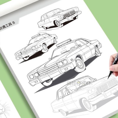 儿童线描临摹画册全10册线稿描摹本入门零基础画画本坦克战车枪支战舰Q版人物公主动物幼儿控笔训练简笔画线稿绘画描线控笔图画本