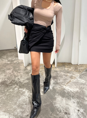 特价啦 丸丸ma显腿长神器！不规则高腰显瘦黑色半身裙A字裙短裙女