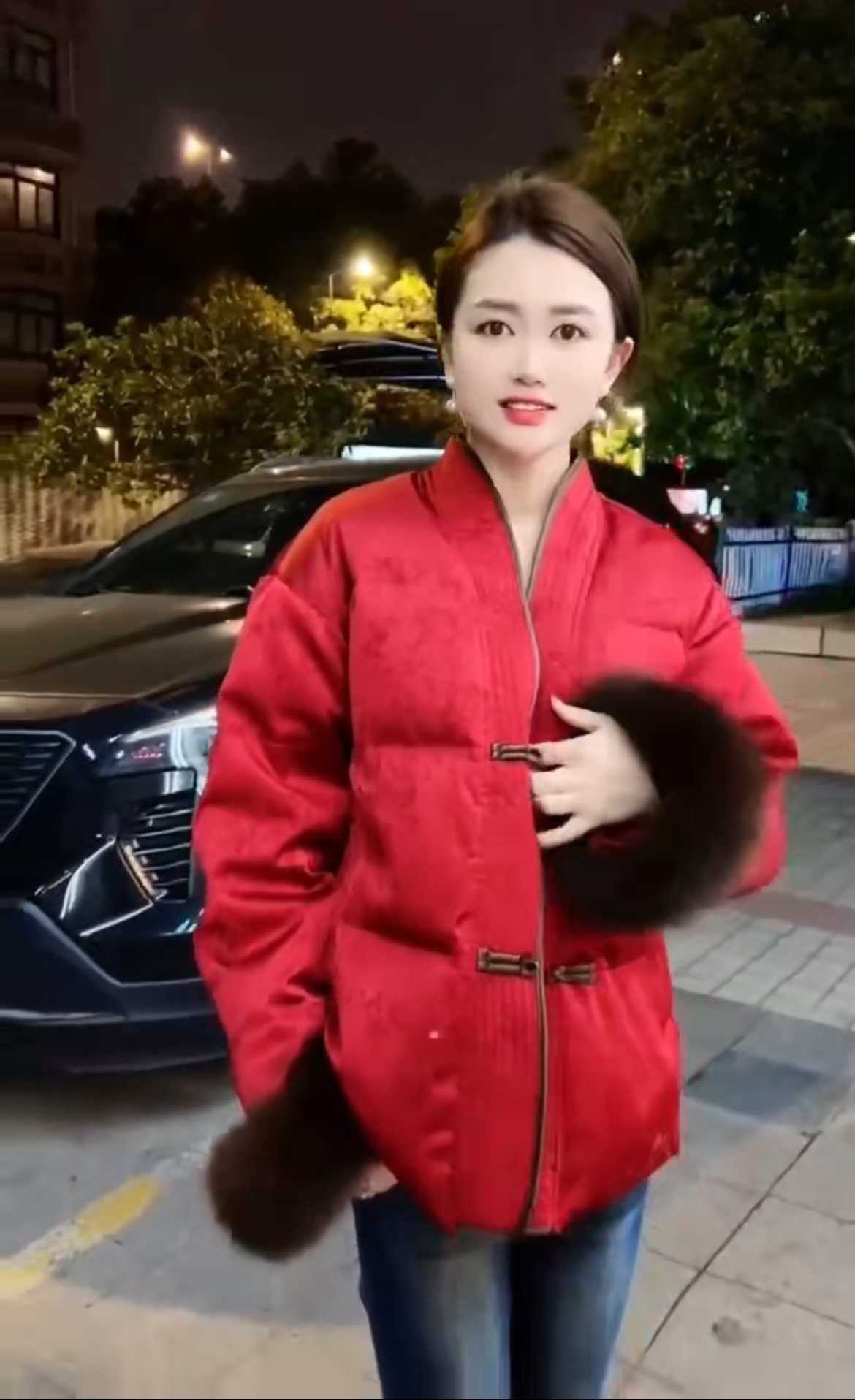 新中式国风盘扣红色棉服外套女时尚潮流休闲百搭保暖加厚棉衣冬季