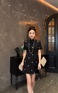 新中式 国风旗袍女2025夏季 新款 盘扣高级感洋气连衣裙简约大气短袖