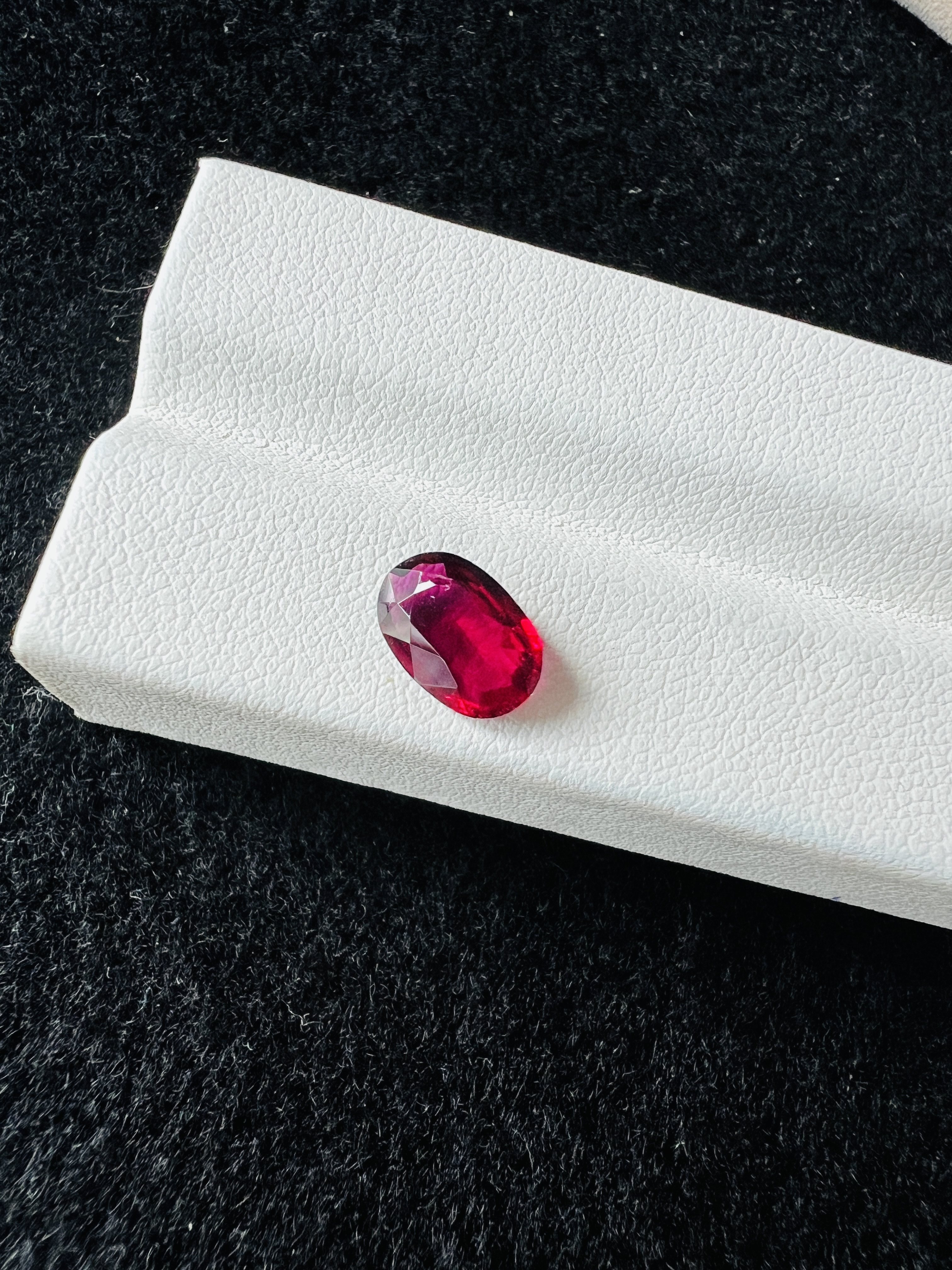 1.18ct天然碧玺卢比莱6.3*9.3mm鸽血红色椭圆形精切戒面吊坠戒指