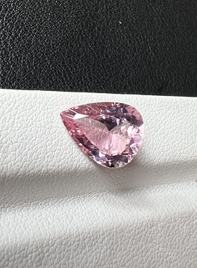 2.2ct天然粉红色碧玺樱花色水滴形全净玻璃9*12mm