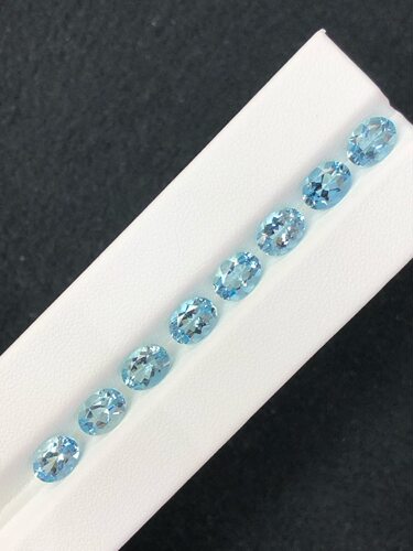 圣玛海蓝宝5.5×7.5 8粒/7.2克拉 颜色漂手链耳钉项链吊坠