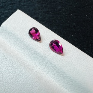 0.76ct/2粒卢比来碧玺4*6mm紫粉色日落色莲花色耳钉水滴形