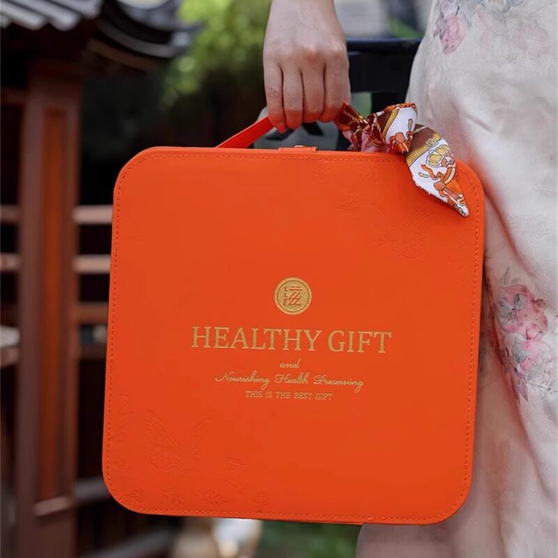 手提丝巾四宝礼盒西洋参鹿茸红参铁皮石斛名贵礼品通用包装盒空盒