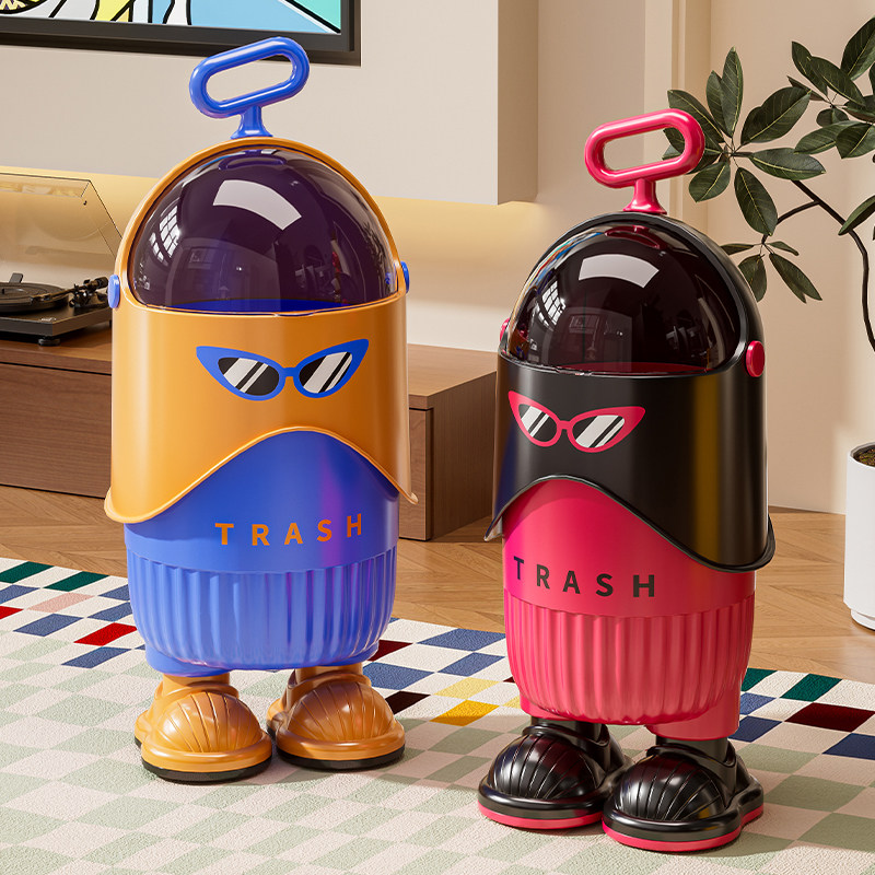 家用垃圾桶滑盖式家庭使用大容量客厅高颜值可爱卡通塑料垃圾篓