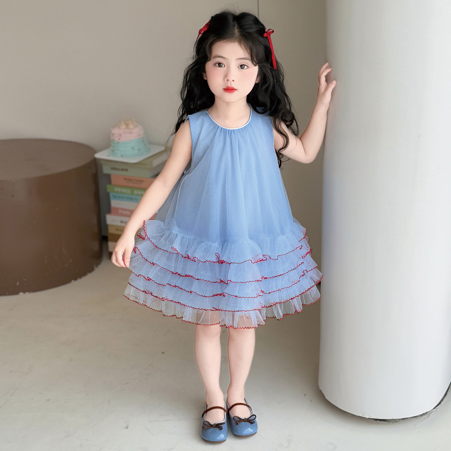 女童夏季连衣裙2026新款儿童时尚夏天可爱甜美女孩网纱蛋糕裙洋气