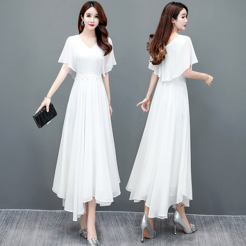 雪纺连衣裙遮肚显瘦荷叶边沙滩裙