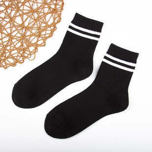 袜子男中筒袜秋冬长款100%纯棉防臭吸汗无骨竹炭袜春秋四季款女袜