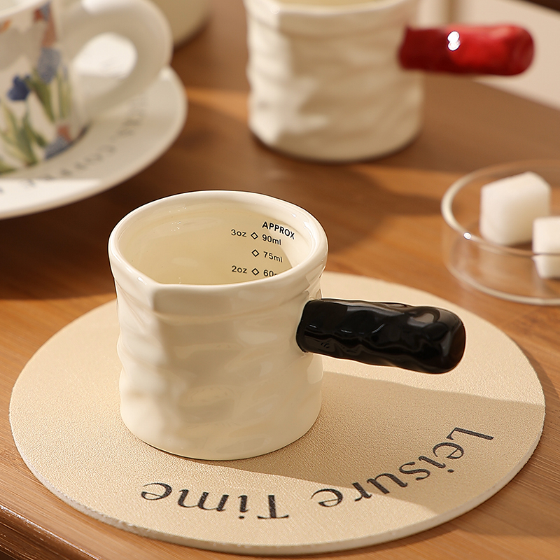 陶瓷浓缩咖啡萃取杯带刻度小奶盅