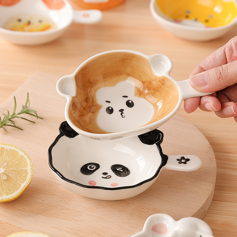 陶瓷小碟子可蒸耐高温带手柄图片