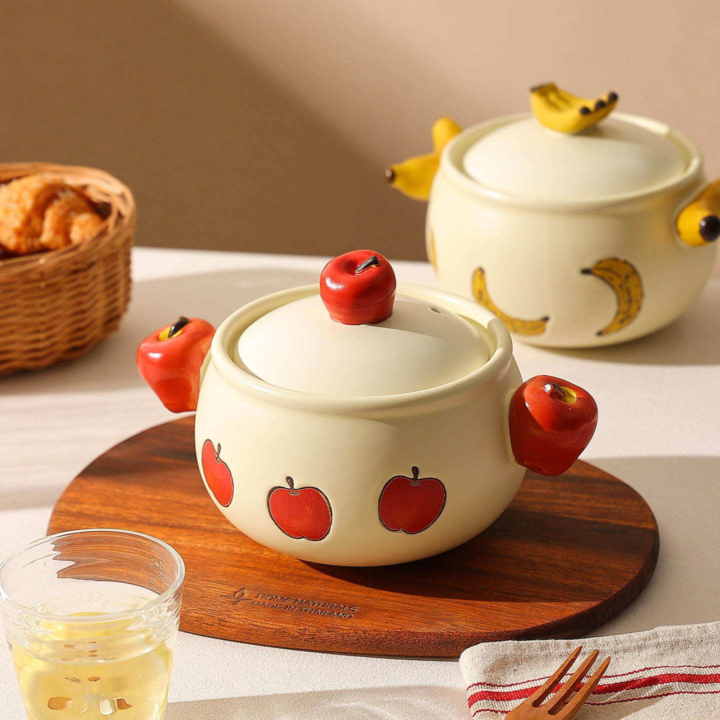 甜欧尼陶瓷汤锅大容量带把手砂锅煲釉下彩泡面炖锅陶瓷高颜值炖盅