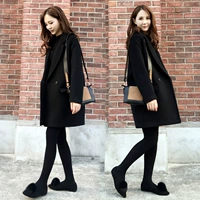 Mùa đông 2018 mới của phụ nữ Hàn Quốc thả lỏng phần dài mỏng của áo khoác lông rồng và phượng hoàng 毛 áo khoác len - Trung bình và dài Coat ao khoac nu
