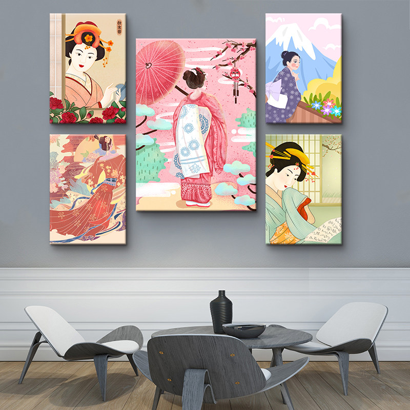 日本仕女图装饰画浮世绘榻榻米美女寿司店料理店壁画酒店日式挂画
