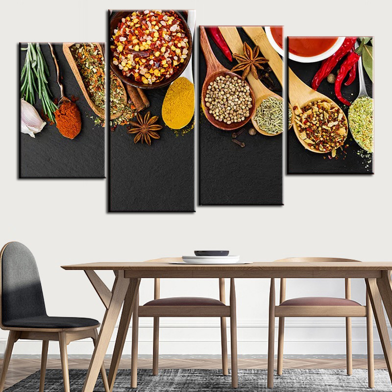 饭店墙面装饰调料壁画食材香料无框画火锅店挂画川菜湘菜馆装饰画图片