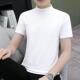 立领纯色中领半截袖 男士 纯棉修身 t恤春秋新款 打底上衣 半高领短袖