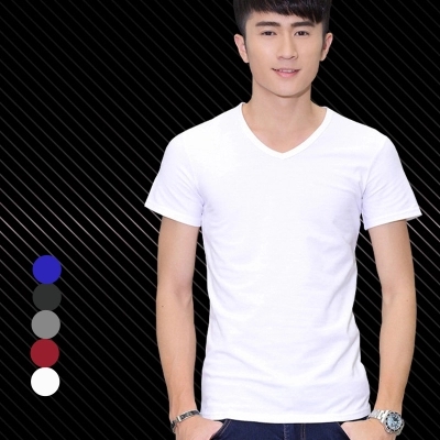 man Short sleeved T-shirt V-neck pure cotton pattern All black All black Summer clothing Short axis clothesin the Men's clothing, T-shirt  category - from Buy2taobao.com to provide professional Taobao agent buy service
