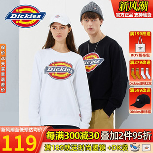 新品 2024夏季 宽松套头上衣 印花圆领卫衣男女情侣装 Dickies经典