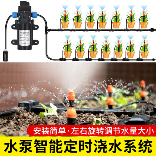自动浇花器 滴灌 可调滴喷一体 微喷 喷灌设备 水泵浇水系统套装