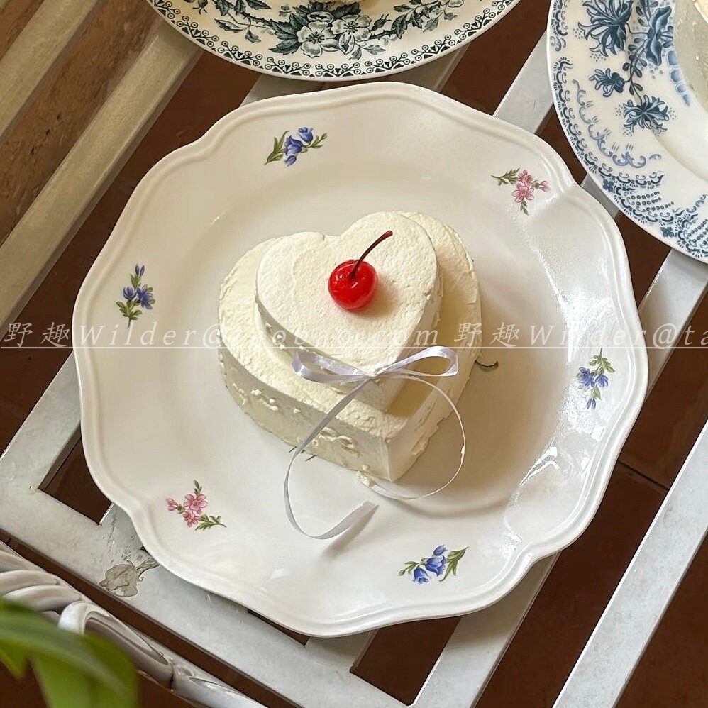 法式ins鲜花陶瓷盘甜品盘