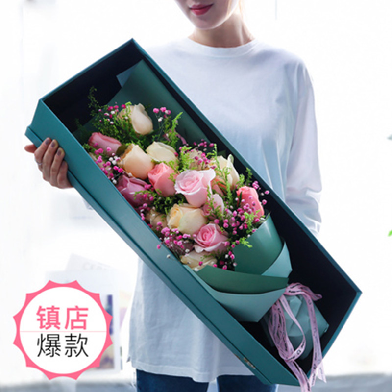 情人节武汉江岸武昌江汉洪山区鲜花速递同城店送花红玫瑰礼盒花束