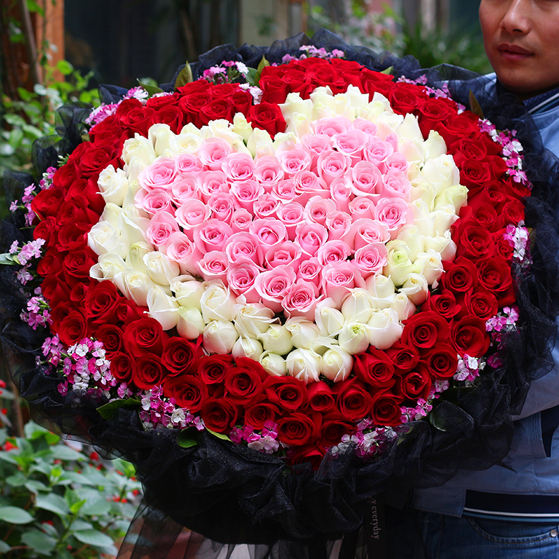 199朵玫瑰混搭花束鲜花速递送生日北京合肥上海广州深圳重庆同城