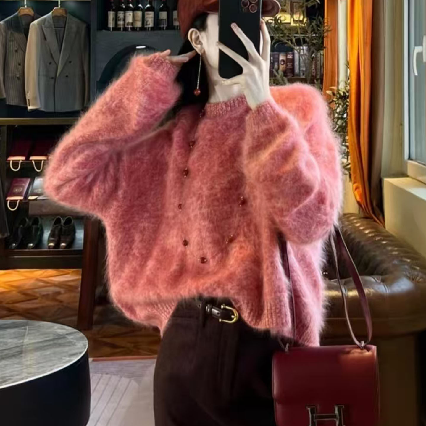 巨好看冬季穿搭粉嫩高级感气质御姐风针织毛衣复古风超软糯显瘦,女装/女士精品,毛针织衫,淘宝优惠券,粉丝福利购,淘宝优惠卷