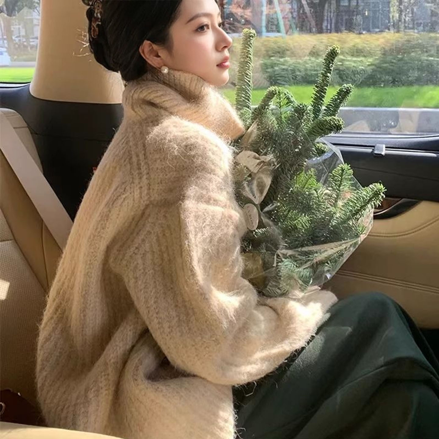 高领软糯呼呼针织套头女韩版2025秋冬宽松休闲百搭显瘦慵懒毛衣潮