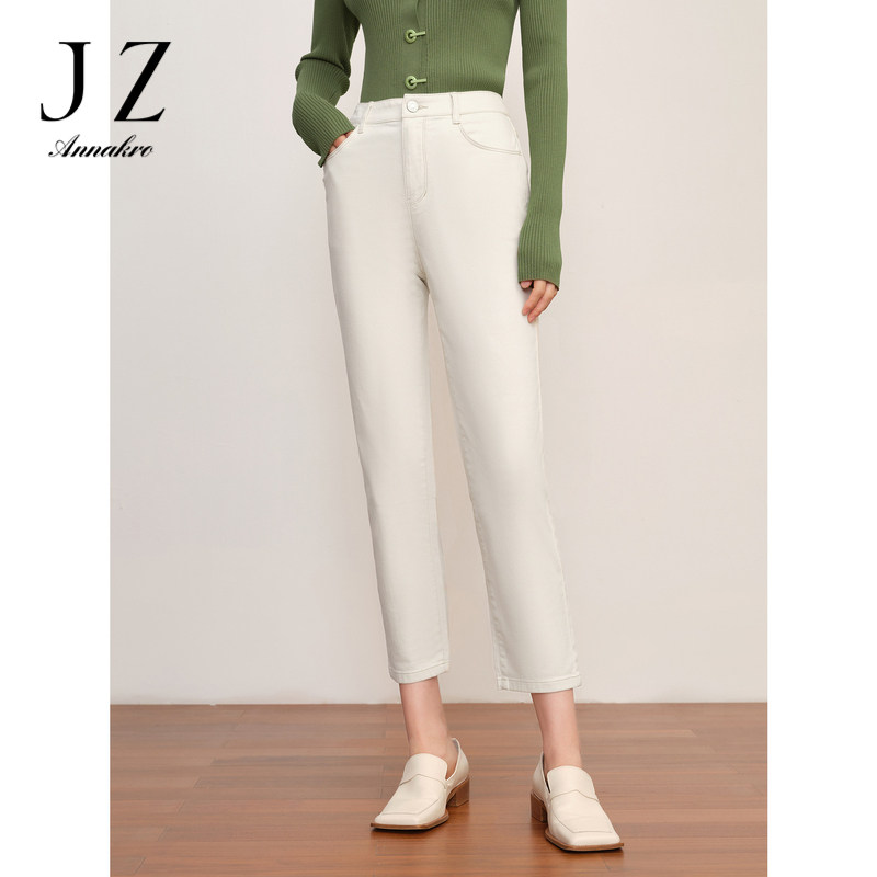 JZ玖姿直筒九分裤小个子白色牛仔裤女冬季新款修身显瘦女裤子怎么样,好用不?