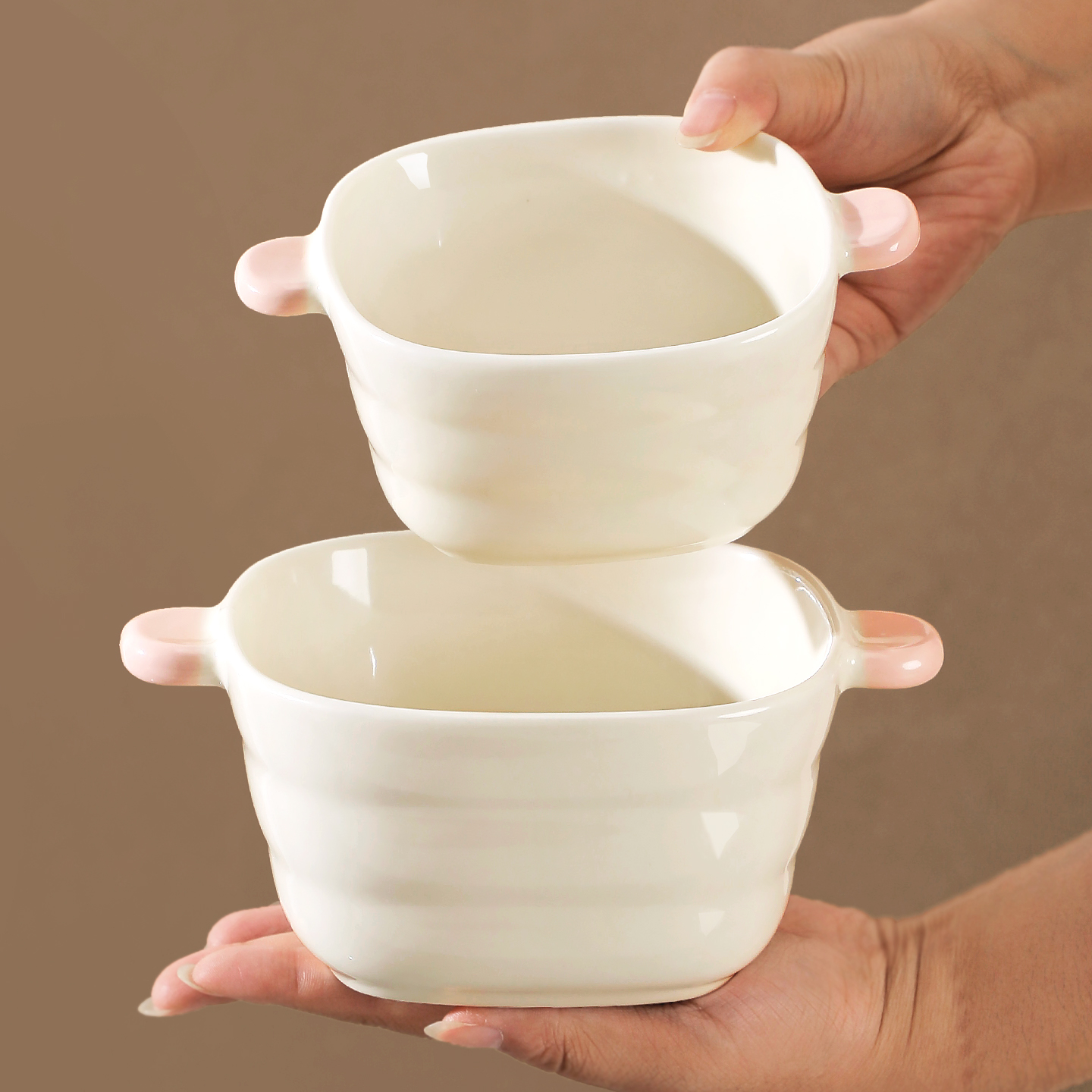 9.8元双耳蒸蛋碗家用2025新款ins耐高温陶瓷焗饭碗空气炸锅专用碗