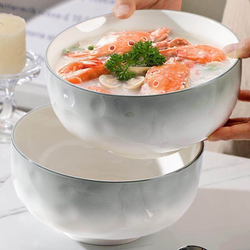 8英寸汤碗2只装家用陶瓷简约汤盆乔迁大汤碗釉下彩渐变餐具沙拉碗,餐饮具,碗,淘宝优惠券,粉丝福利购,淘宝优惠卷