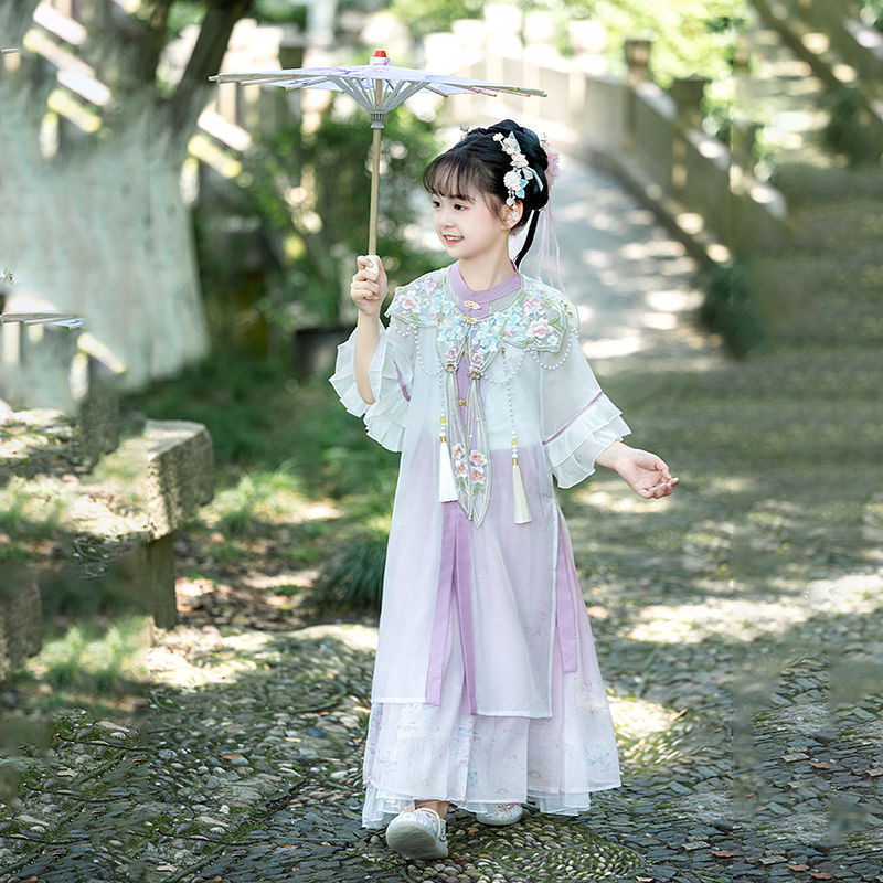 唐源  花语女童汉服明制云肩重工高端刺绣新款儿童古装超仙中国风