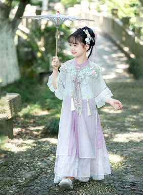 唐源  花语女童汉服明制云肩重工高端刺绣新款儿童古装超仙中国风
