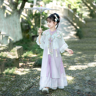 儿童古装 超仙中国风 花语女童汉服明制云肩重工高端刺绣新款 唐源
