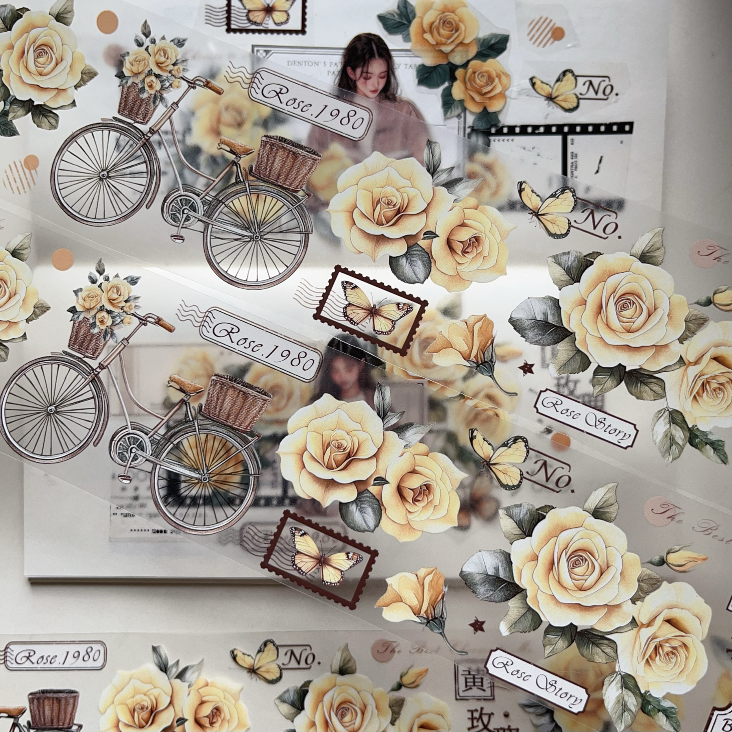 黄玫瑰PET手帐贴纸胶带