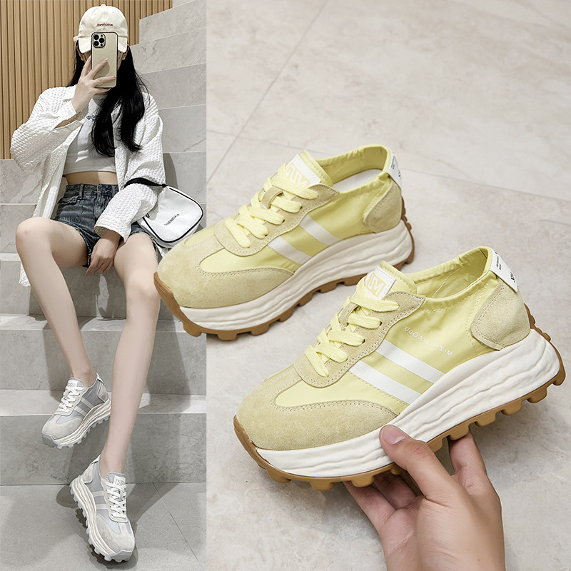 小个子小码女鞋313233单鞋女芭蕾德训鞋内增高休闲黄色鞋子配裙子