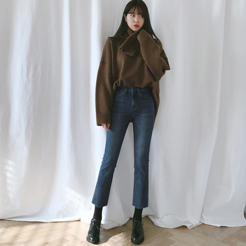 复古牛仔裤女八分小个子烟管裤子2026年春秋高腰显瘦直筒九分裤子
