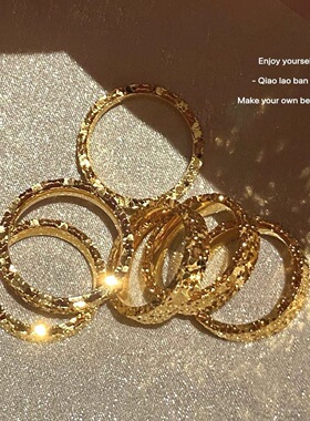 满天星细闪金色戒指女小众设计碎冰冰轻奢气质百搭个性食指环