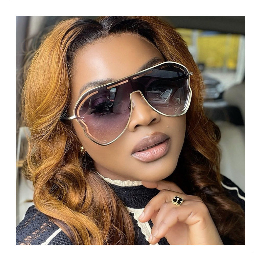 新款欧美连体大框蛤蟆形墨镜 欧美个性户外太阳镜镂空Y2K太阳镜片